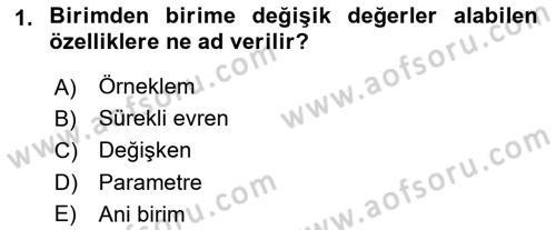 İstatistik Dersi 2021 - 2022 Yılı (Final) Dönem Sonu Sınav Soruları 1. Soru