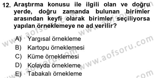 İstatistik Dersi 2021 - 2022 Yılı (Final) Dönem Sonu Sınav Soruları 12. Soru