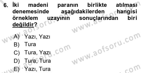 İstatistik Dersi 2021 - 2022 Yılı (Final) Dönem Sonu Sınav Soruları 6. Soru