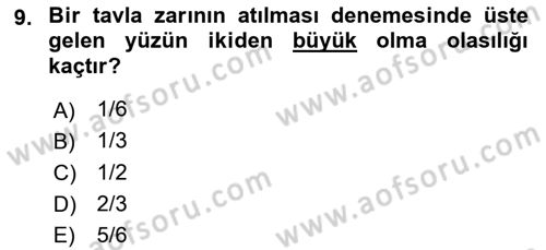 İstatistik Dersi 2021 - 2022 Yılı (Final) Dönem Sonu Sınav Soruları 9. Soru