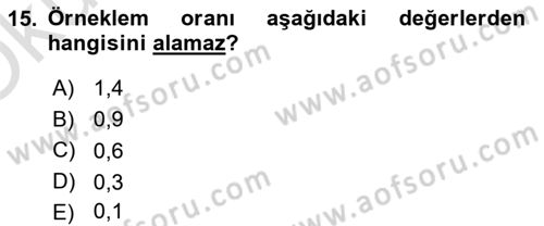 İstatistik Dersi 2021 - 2022 Yılı Yaz Okulu Sınav Soruları 15. Soru