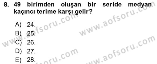 İstatistik Dersi 2021 - 2022 Yılı Yaz Okulu Sınav Soruları 8. Soru