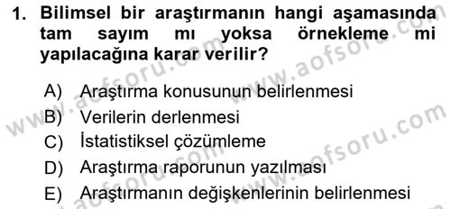 İstatistik Dersi Ara Sınavı Deneme Sınav Soruları 1. Soru