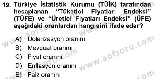 İstatistik Dersi Ara Sınavı Deneme Sınav Soruları 19. Soru