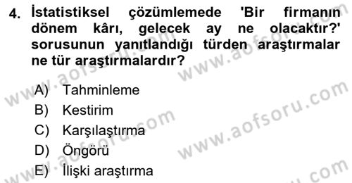 İstatistik Dersi 2022 - 2023 Yılı (Vize) Ara Sınav Soruları 4. Soru