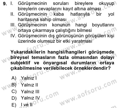 İstatistik Dersi 2022 - 2023 Yılı (Vize) Ara Sınav Soruları 9. Soru