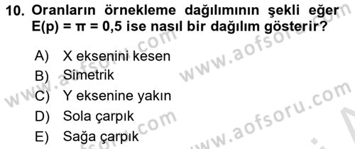 İstatistik Dersi 2022 - 2023 Yılı (Final) Dönem Sonu Sınav Soruları 10. Soru