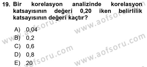 İstatistik Dersi 2022 - 2023 Yılı (Final) Dönem Sonu Sınav Soruları 19. Soru