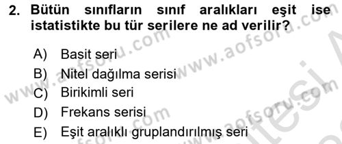 İstatistik Dersi 2022 - 2023 Yılı (Final) Dönem Sonu Sınav Soruları 2. Soru