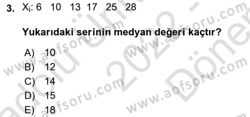 İstatistik Dersi 2022 - 2023 Yılı (Final) Dönem Sonu Sınav Soruları 3. Soru
