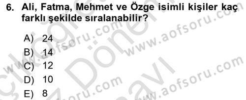 İstatistik Dersi 2022 - 2023 Yılı (Final) Dönem Sonu Sınav Soruları 6. Soru