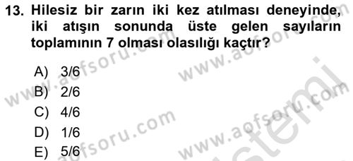 İstatistik Dersi 2022 - 2023 Yılı Yaz Okulu Sınav Soruları 13. Soru