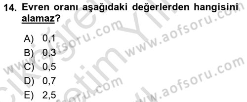 İstatistik Dersi 2022 - 2023 Yılı Yaz Okulu Sınav Soruları 14. Soru