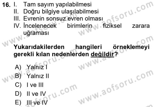 İstatistik Dersi 2022 - 2023 Yılı Yaz Okulu Sınav Soruları 16. Soru