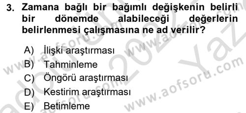 İstatistik Dersi 2022 - 2023 Yılı Yaz Okulu Sınav Soruları 3. Soru