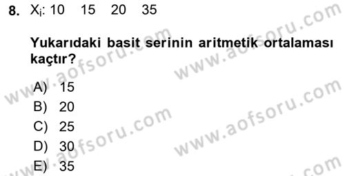 İstatistik Dersi 2022 - 2023 Yılı Yaz Okulu Sınav Soruları 8. Soru