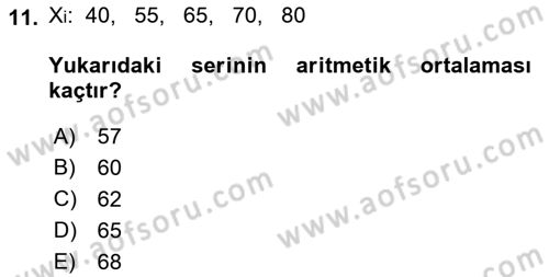 İstatistik Dersi 2023 - 2024 Yılı (Vize) Ara Sınav Soruları 11. Soru