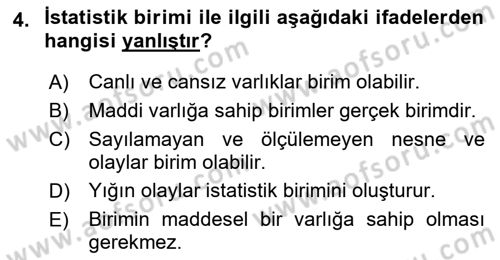 İstatistik Dersi 2023 - 2024 Yılı (Vize) Ara Sınav Soruları 4. Soru