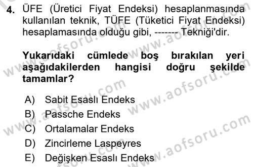 İstatistik Dersi 2023 - 2024 Yılı (Final) Dönem Sonu Sınav Soruları 4. Soru