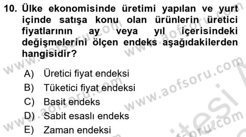 İstatistik Dersi 2023 - 2024 Yılı Yaz Okulu Sınav Soruları 10. Soru