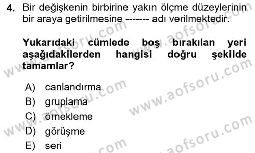 İstatistik Dersi 2023 - 2024 Yılı Yaz Okulu Sınav Soruları 4. Soru