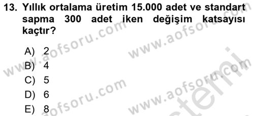 İstatistik Dersi Ara Sınavı Deneme Sınav Soruları 13. Soru