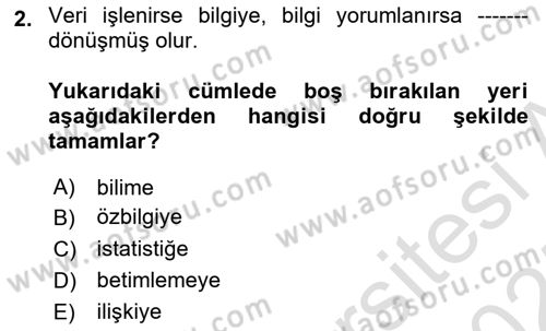 İstatistik Dersi Ara Sınavı Deneme Sınav Soruları 2. Soru