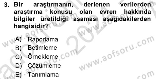 İstatistik Dersi 2024 - 2025 Yılı (Vize) Ara Sınav Soruları 3. Soru