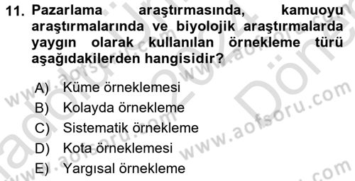 İstatistik Dersi 2024 - 2025 Yılı (Final) Dönem Sonu Sınav Soruları 11. Soru