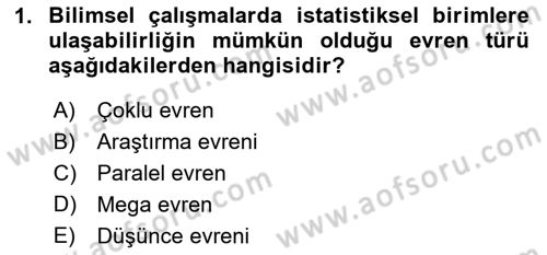 İstatistik Dersi 2024 - 2025 Yılı Yaz Okulu Sınav Soruları 1. Soru