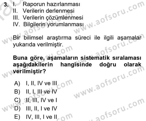 İstatistik Dersi 2024 - 2025 Yılı Yaz Okulu Sınav Soruları 3. Soru