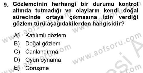 İstatistik Dersi 2025 - 2026 Yılı (Vize) Ara Sınav Soruları 9. Soru