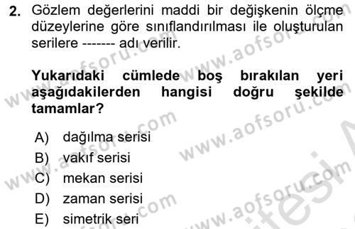 İstatistik Dersi 2025 - 2026 Yılı (Final) Dönem Sonu Sınav Soruları 2. Soru