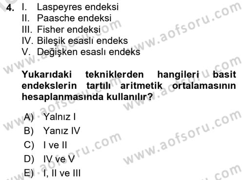İstatistik Dersi 2025 - 2026 Yılı (Final) Dönem Sonu Sınav Soruları 4. Soru