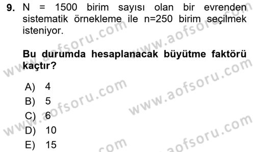 İstatistik Dersi 2025 - 2026 Yılı (Final) Dönem Sonu Sınav Soruları 9. Soru