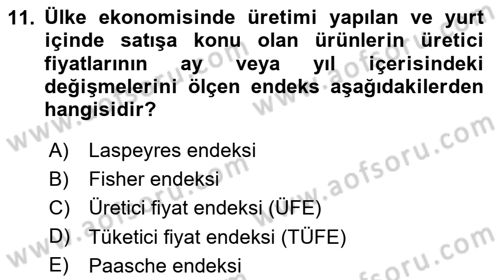 İstatistik Dersi 2025 - 2026 Yılı Yaz Okulu Sınav Soruları 11. Soru