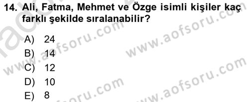 İstatistik Dersi 2025 - 2026 Yılı Yaz Okulu Sınav Soruları 14. Soru