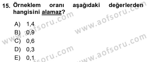 İstatistik Dersi 2025 - 2026 Yılı Yaz Okulu Sınav Soruları 15. Soru