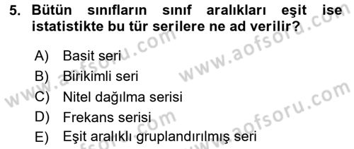 İstatistik Dersi 2025 - 2026 Yılı Yaz Okulu Sınav Soruları 5. Soru