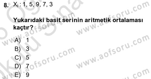 İstatistik Dersi 2025 - 2026 Yılı Yaz Okulu Sınav Soruları 8. Soru