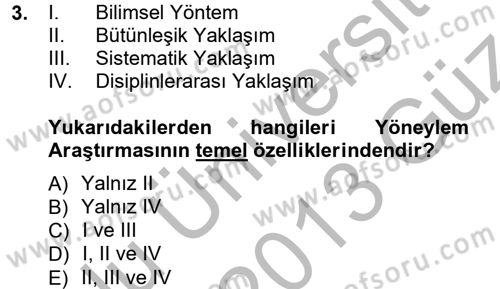 Yöneylem Araştırması 1 Dersi 2012 - 2013 Yılı (Vize) Ara Sınav Soruları 3. Soru