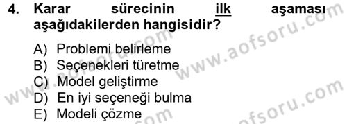Yöneylem Araştırması 1 Dersi 2012 - 2013 Yılı (Vize) Ara Sınav Soruları 4. Soru