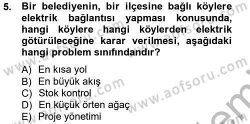 Yöneylem Araştırması 1 Dersi 2012 - 2013 Yılı (Vize) Ara Sınav Soruları 5. Soru