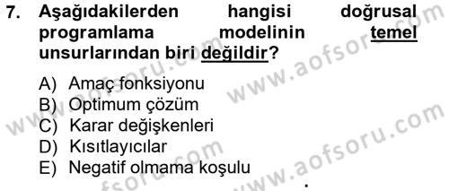 Yöneylem Araştırması 1 Dersi 2012 - 2013 Yılı (Vize) Ara Sınav Soruları 7. Soru