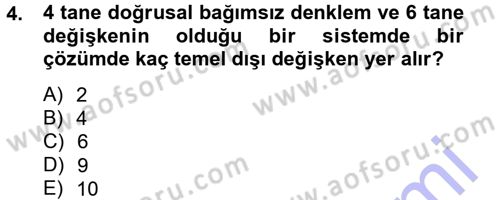 Yöneylem Araştırması 1 Dersi 2012 - 2013 Yılı (Final) Dönem Sonu Sınav Soruları 4. Soru