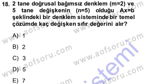 Yöneylem Araştırması 1 Dersi 2013 - 2014 Yılı (Vize) Ara Sınav Soruları 18. Soru