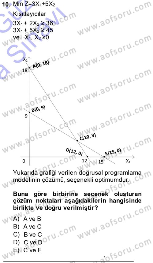 Yöneylem Araştırması 1 Dersi 2014 - 2015 Yılı (Vize) Ara Sınav Soruları 10. Soru