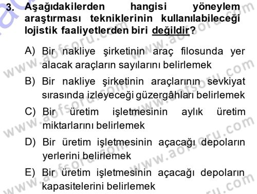 Yöneylem Araştırması 1 Dersi 2014 - 2015 Yılı (Vize) Ara Sınav Soruları 3. Soru