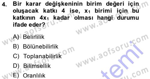 Yöneylem Araştırması 1 Dersi 2014 - 2015 Yılı (Vize) Ara Sınav Soruları 4. Soru