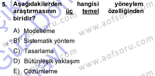 Yöneylem Araştırması 1 Dersi 2014 - 2015 Yılı (Vize) Ara Sınav Soruları 5. Soru